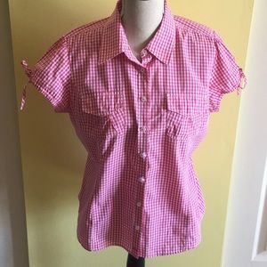 Tommy Hilfiger pink/white top SZ L